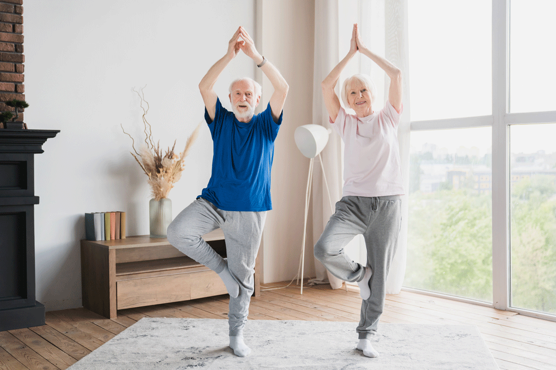 seniors doing yoga